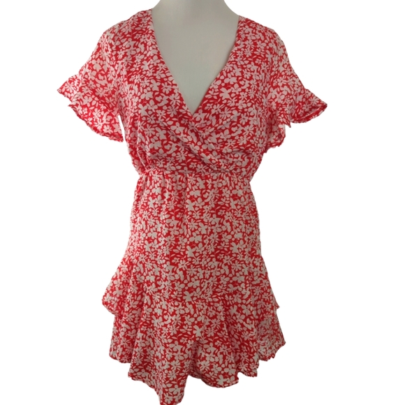Pink Lily dress, small floral, ruffles, size small - Picture 1 of 15